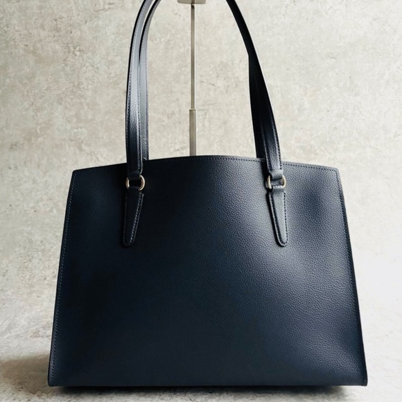 Authentic Coach Tatum Carryall Bag in Midnight / Oxblood / Gold Hardware - Picture 3 of 12